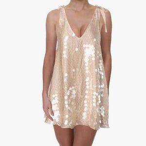 Free People Womens Glitter Disc Sequin Flounce Dress